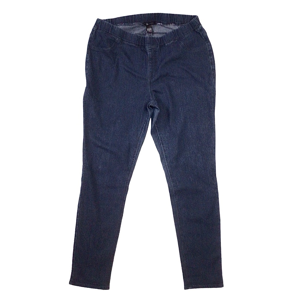 Ashley Stewart Pull-On Straight Leg Jeans Size 16 Dark Wash Stretch Denim Plus